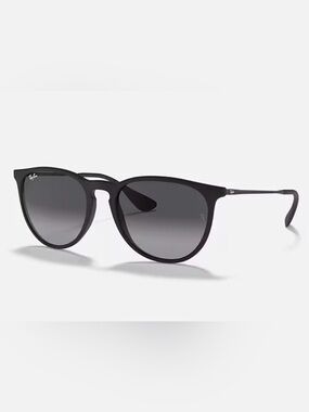 Ray-Ban Black Frame Sunglasses with Gray Gradient Lenses - Modern Round Style.